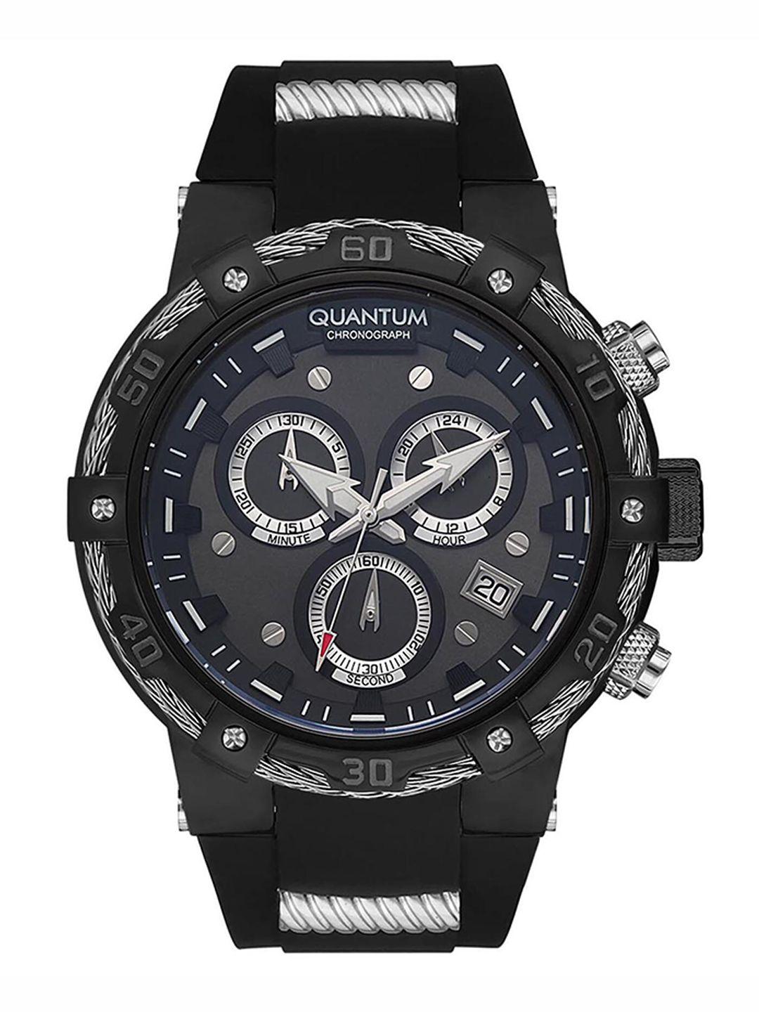 quantum men embellished & bracelet style straps analogue chronograph watch hng688.651_a
