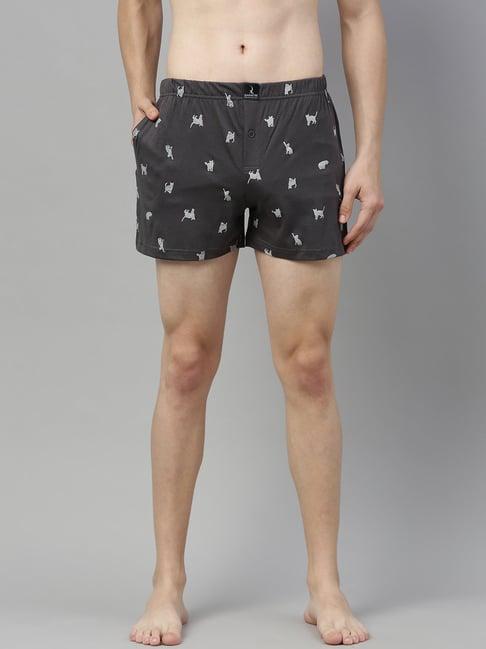 quarantine grey regular fit printed boxers