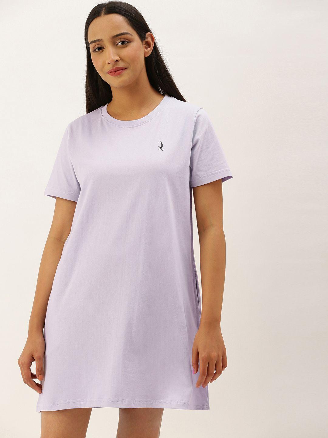 quarantine lavender pure cotton solid t-shirt nightdress