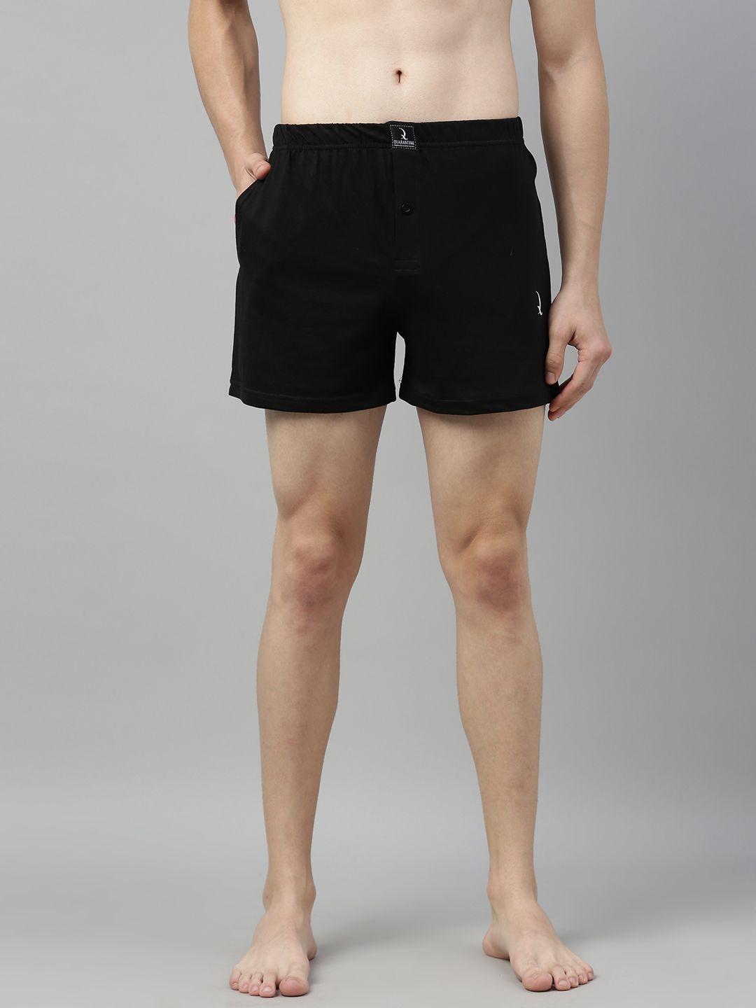 quarantine men black solid pure cotton boxers qbxm009blk