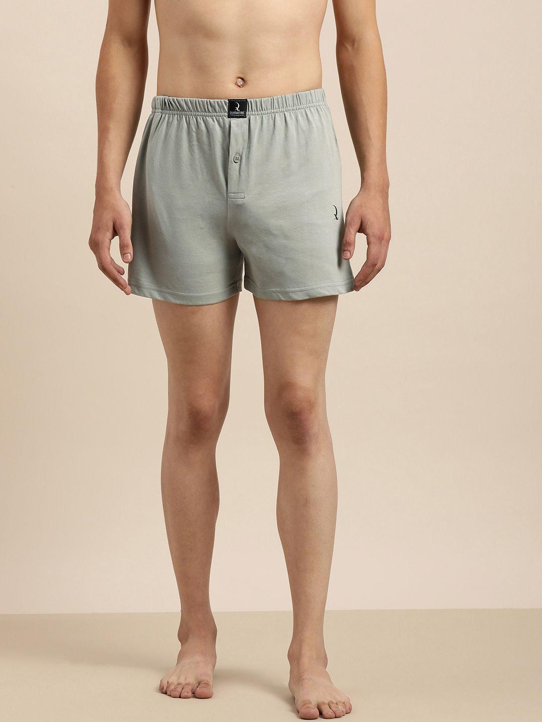 quarantine men grey solid pure cotton boxers qbxm009gry