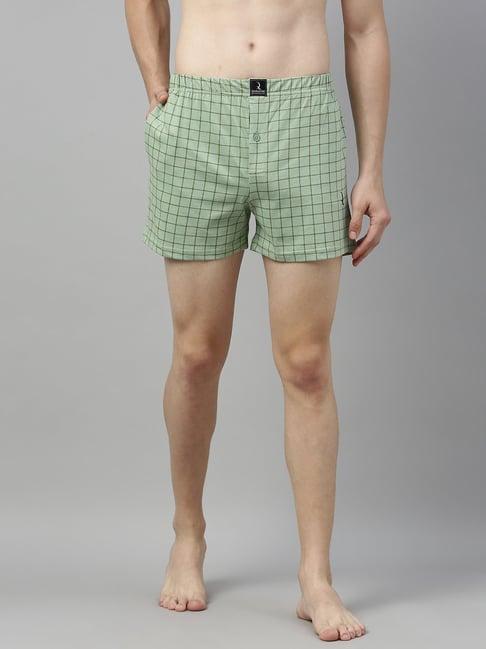 quarantine olive green regular fit checks boxers