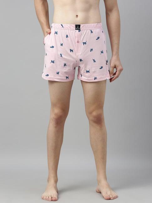 quarantine pink & blue regular fit printed boxers