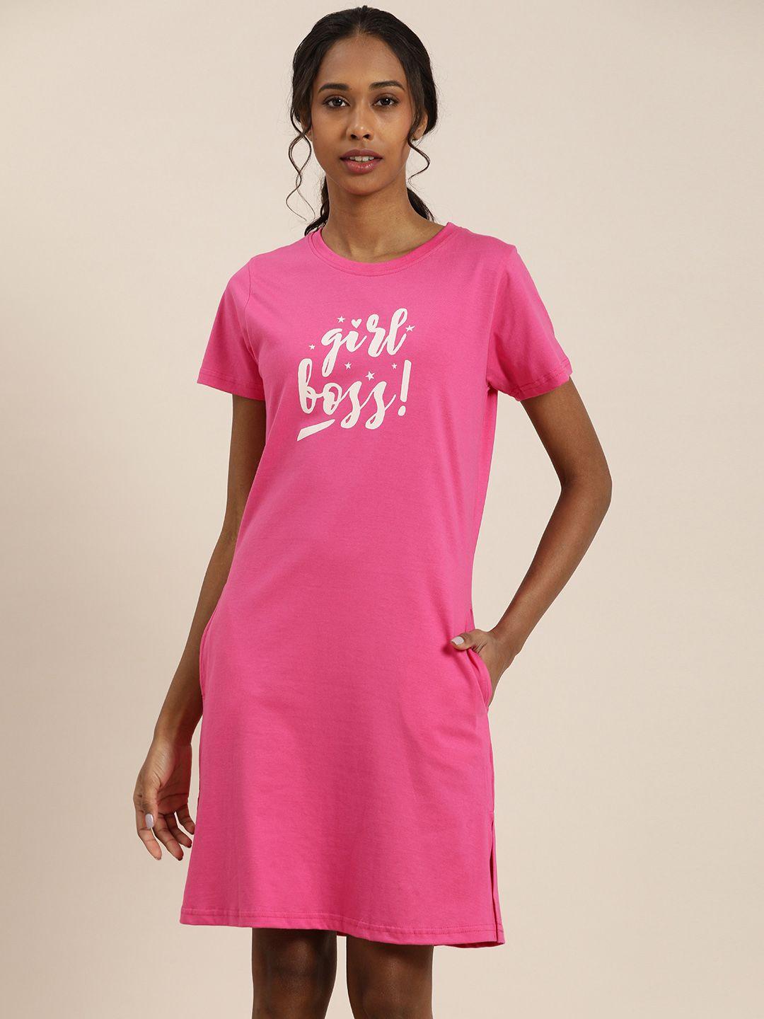 quarantine pink printed t-shirt dress