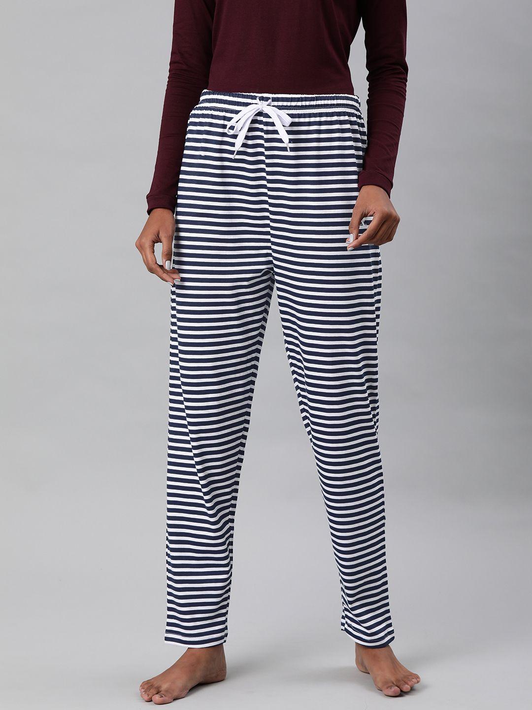 quarantine women blue & white striped lounge pants