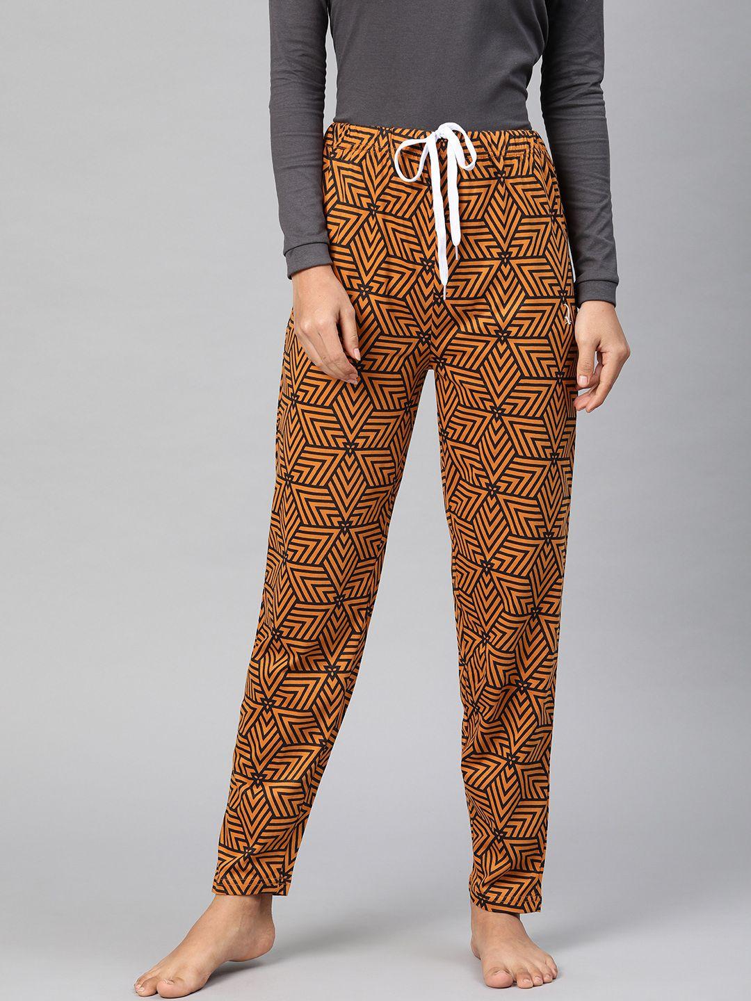 quarantine women brown & black printed lounge pants