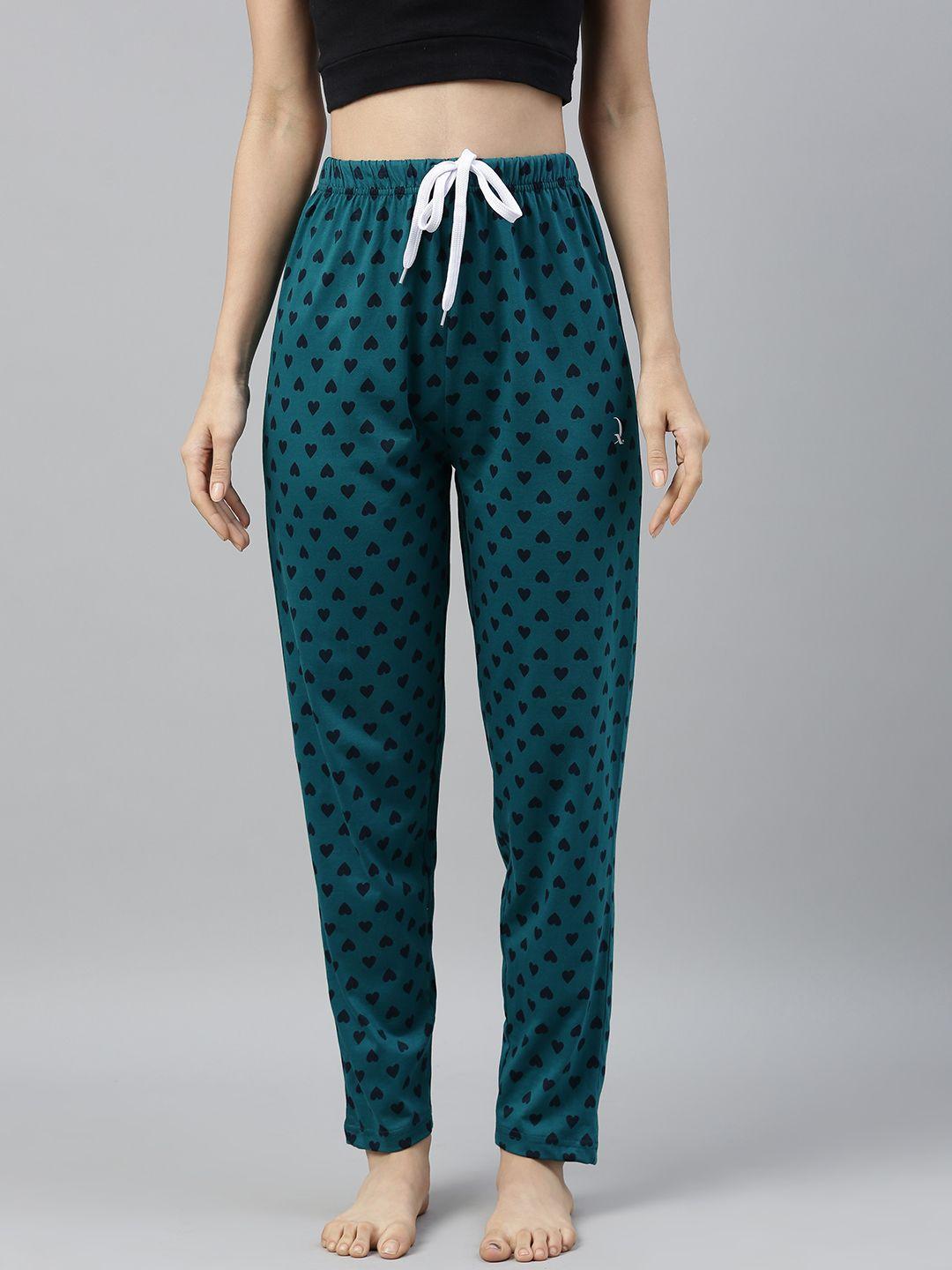 quarantine women green printed straight fit track pants