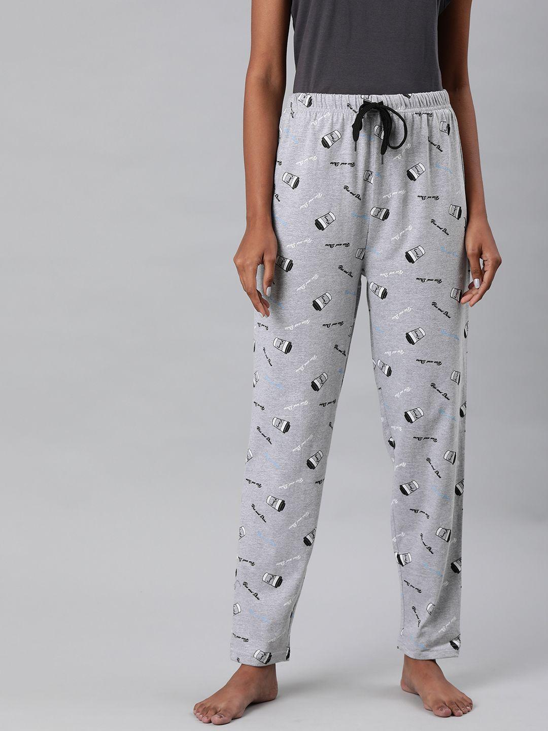 quarantine women grey melange printed lounge pants