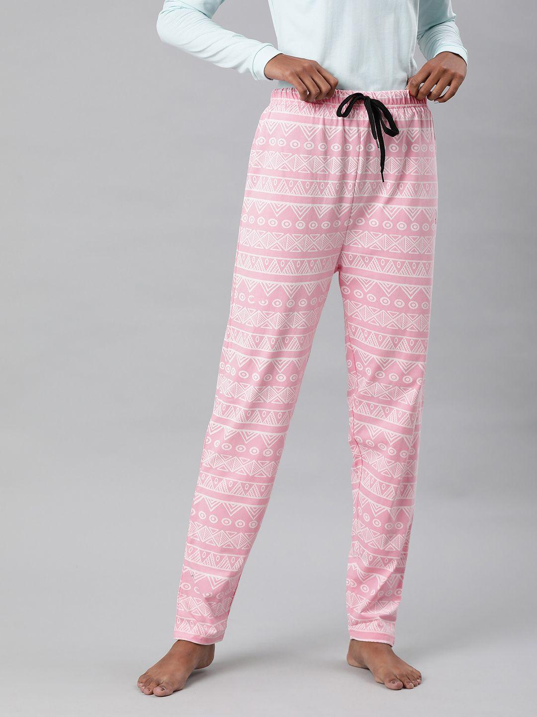 quarantine women pink printed straight fit track pants