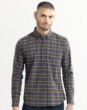 quardo checked slim fit cotton shirt