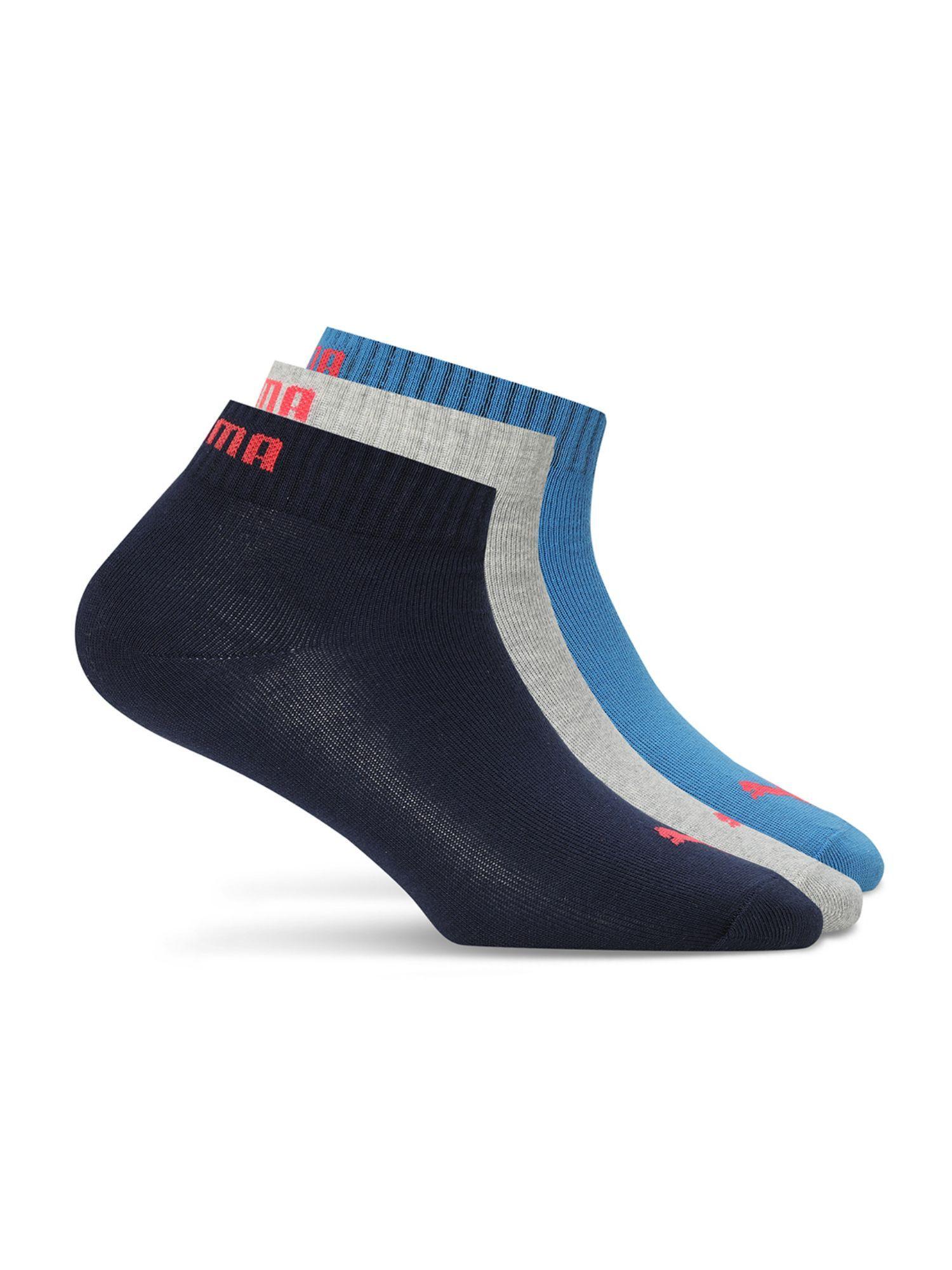 quarter plain unisex multi-color socks (pack of 3)
