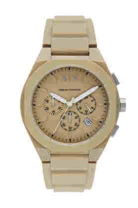 quartz 44 mm brown dial silicone chronograph wrist watch for men - ax4162i