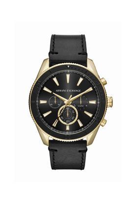 quartz 46 mm black dial leather chronograph watch for men - ax1818