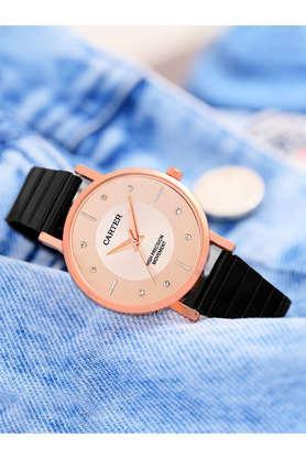 quartz 34 mm white dial metal analogue wrist watch for women - sdc24-57-rg-wh