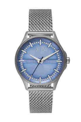 quartz 36 mm blue dial stainless steel analogue wrist watch for women - ax5275i