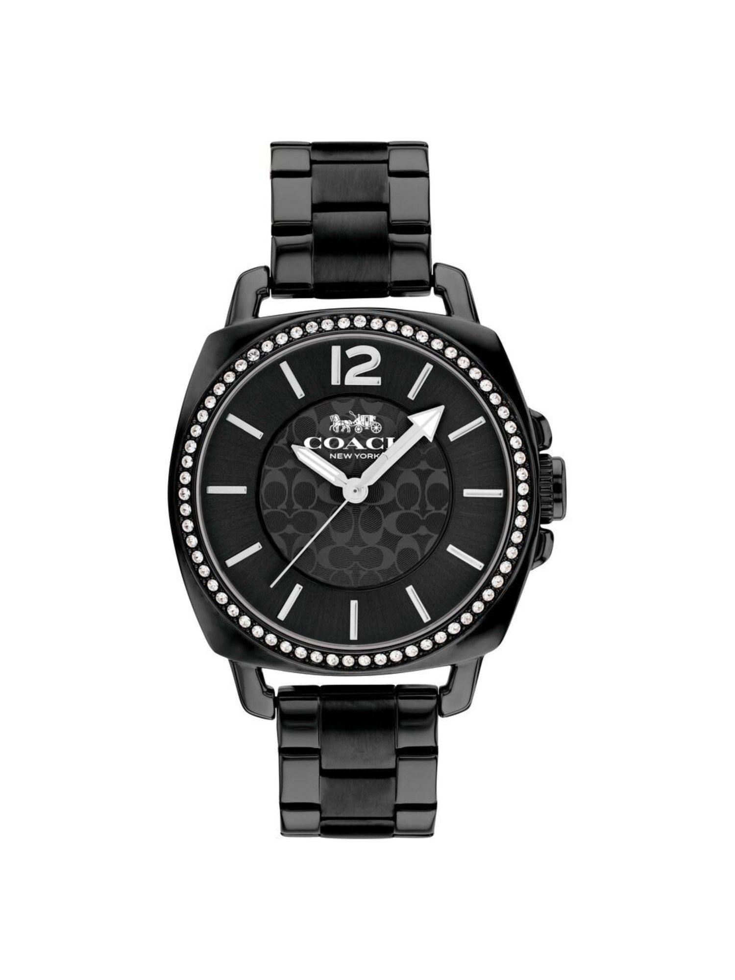 quartz analog black dial stainless steel strap watch for women (m)