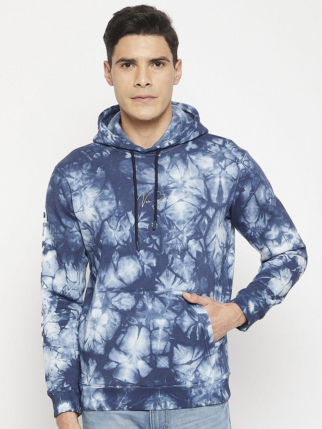 qubic men abstract printed hooded pullover sweatshirt