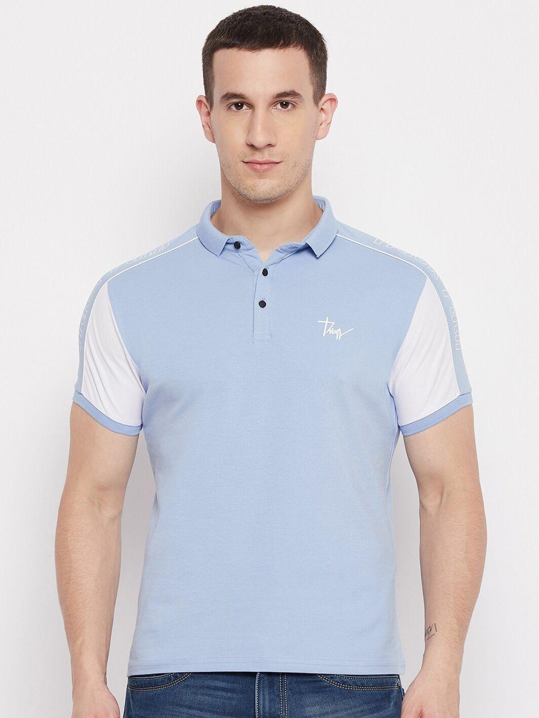 qubic men blue polo collar t-shirt