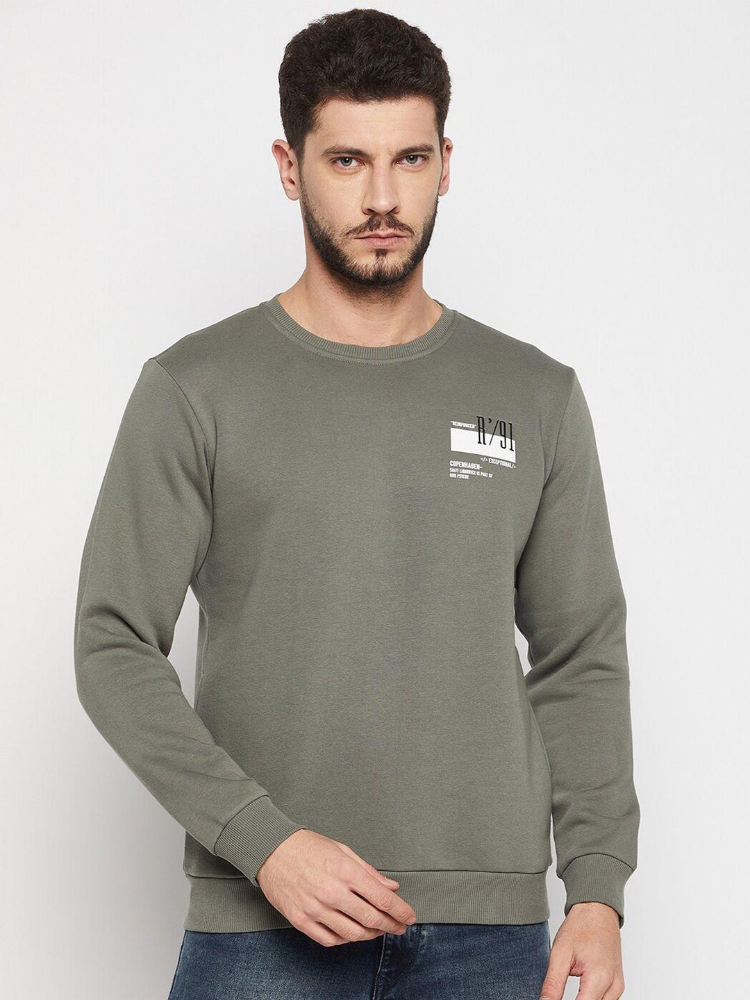 qubic men green cotton sweatshirt