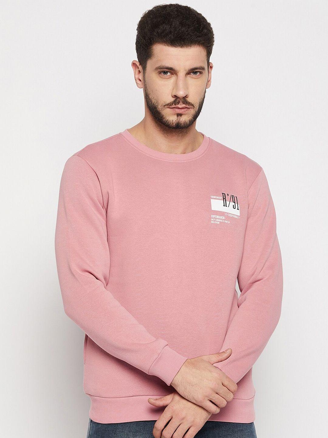 qubic men pink cotton sweatshirt