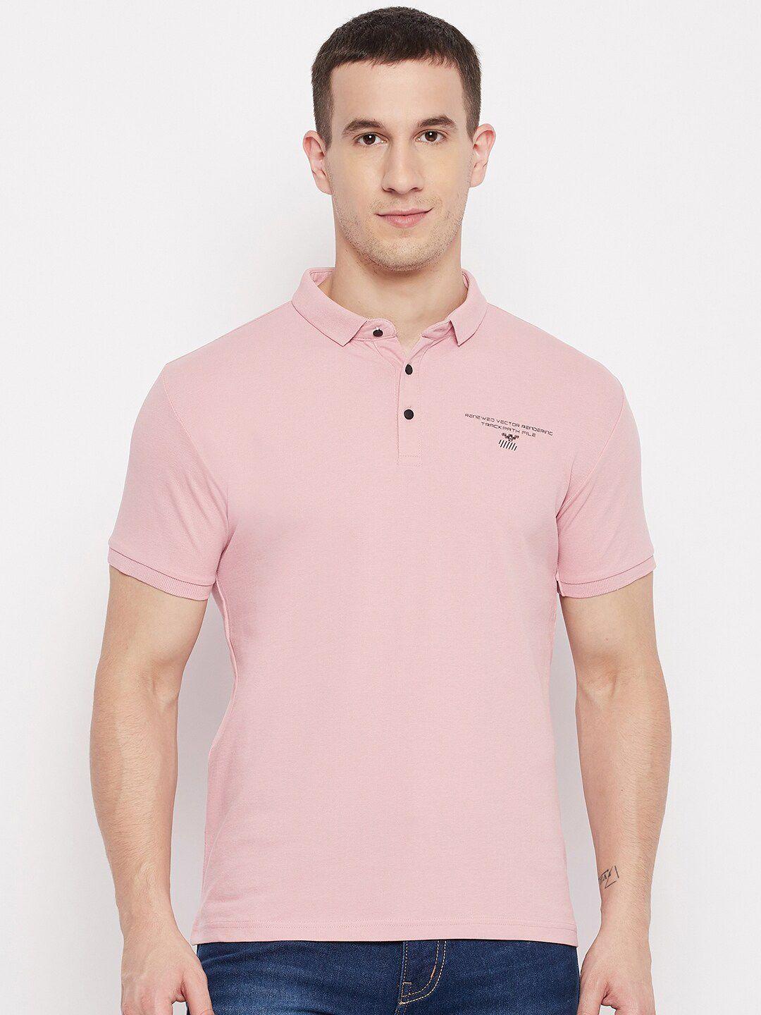 qubic men pink polo collar t-shirt
