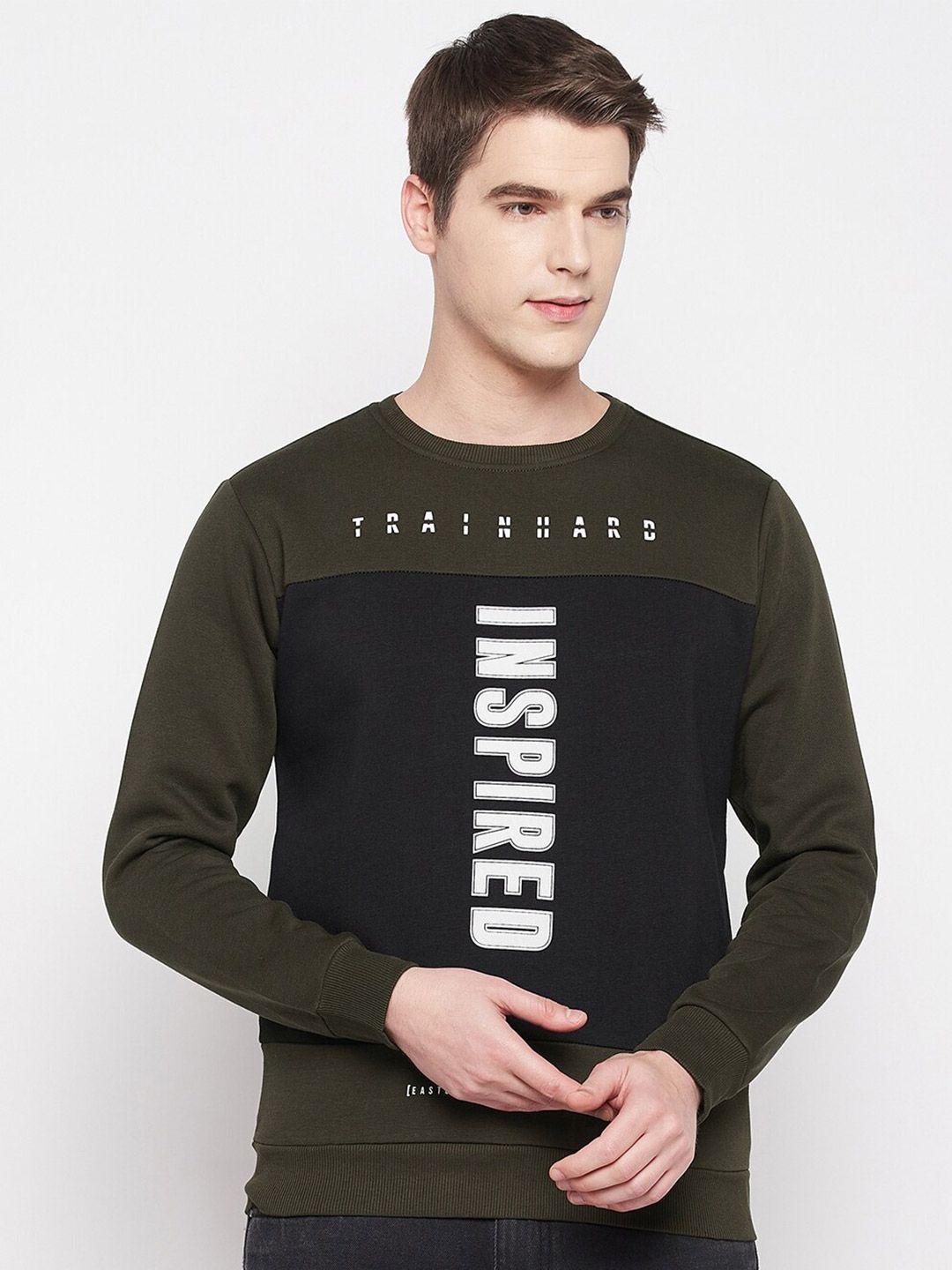 qubic men typography printed pullover sweatshirt