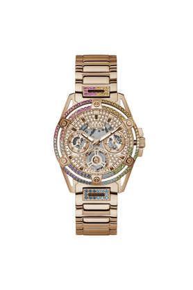 queen 40 mm rose gold stainless steel analogue watch for women - gw0464l5