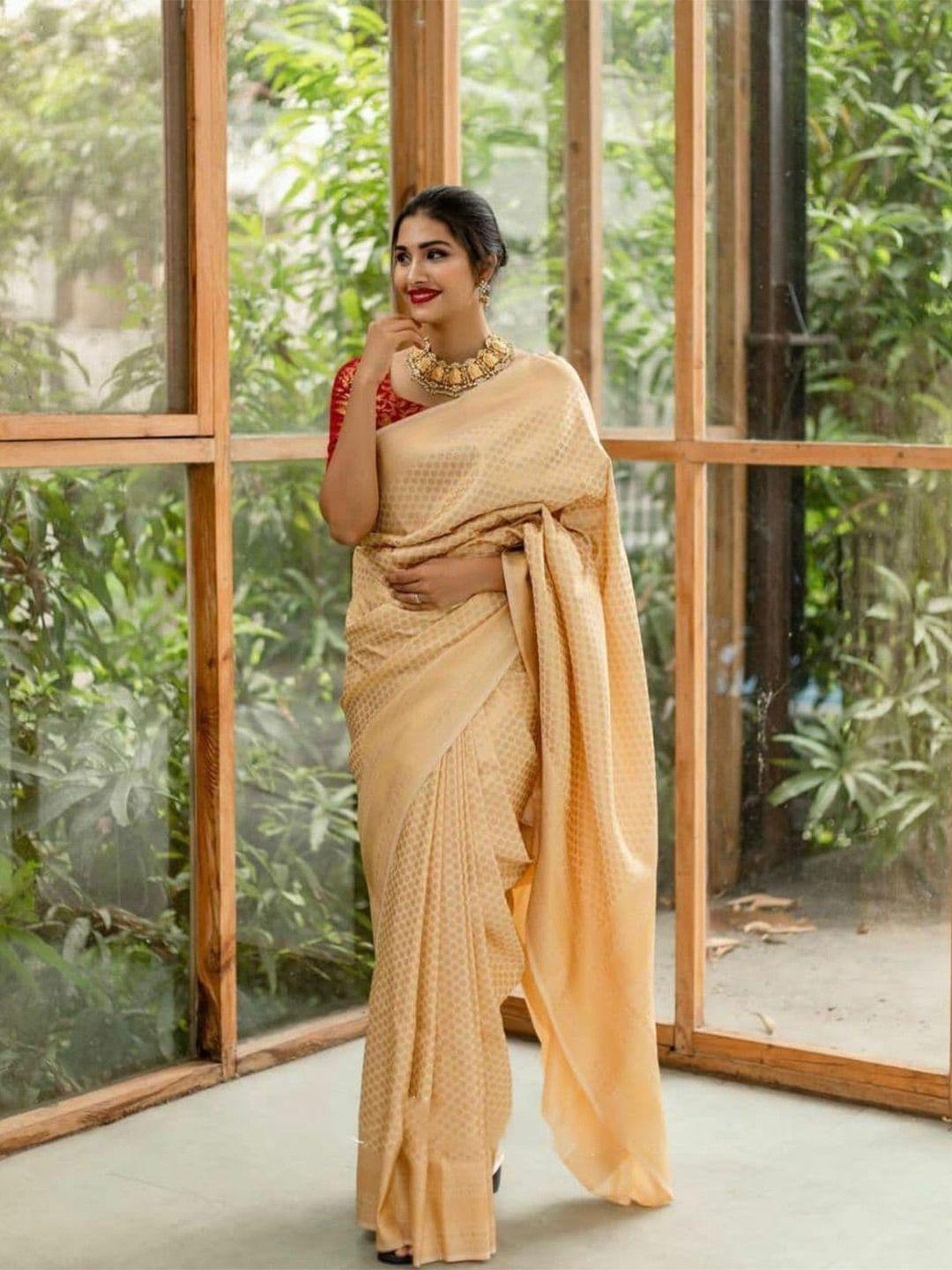 quelea geometric woven design zari pure silk banarasi saree