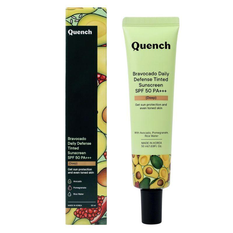 quench botanics bravocado daily defense tinted sunscreen spf 50 pa+++ (deep)