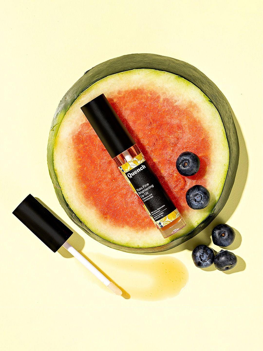 quench botanics yuzu fine brightening lip oil with blueberry watermelon & orange - 5 ml