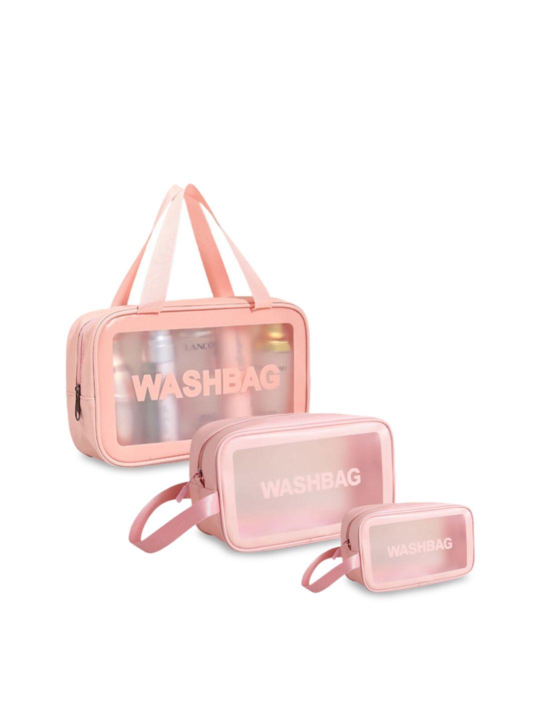 queue set of 3 pink waterproof travel bag