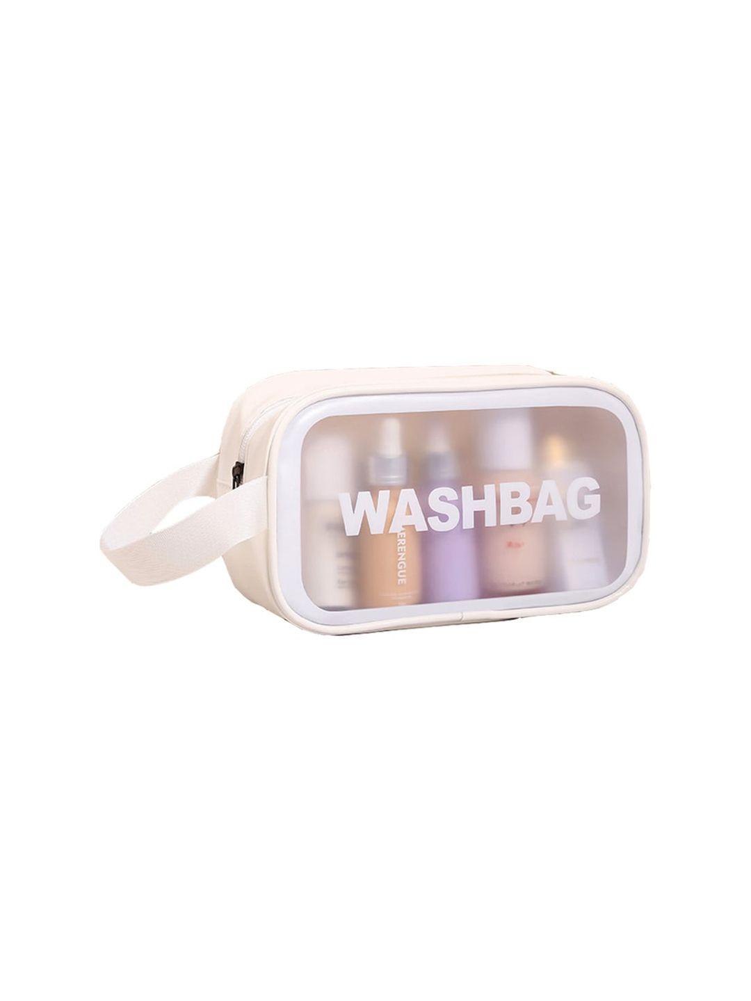 queue white printed waterproof travel pouch