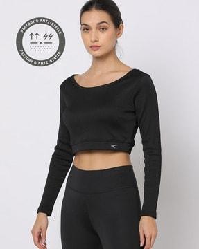 quickdry ribbed scoop-neck crop t-shirt