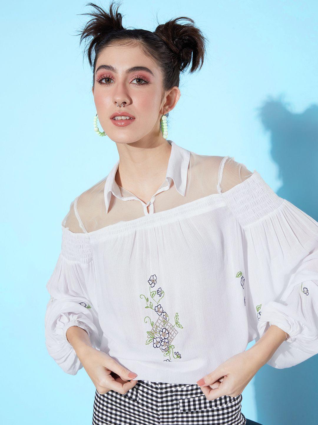 quiero floral print bishop sleeves blouson top