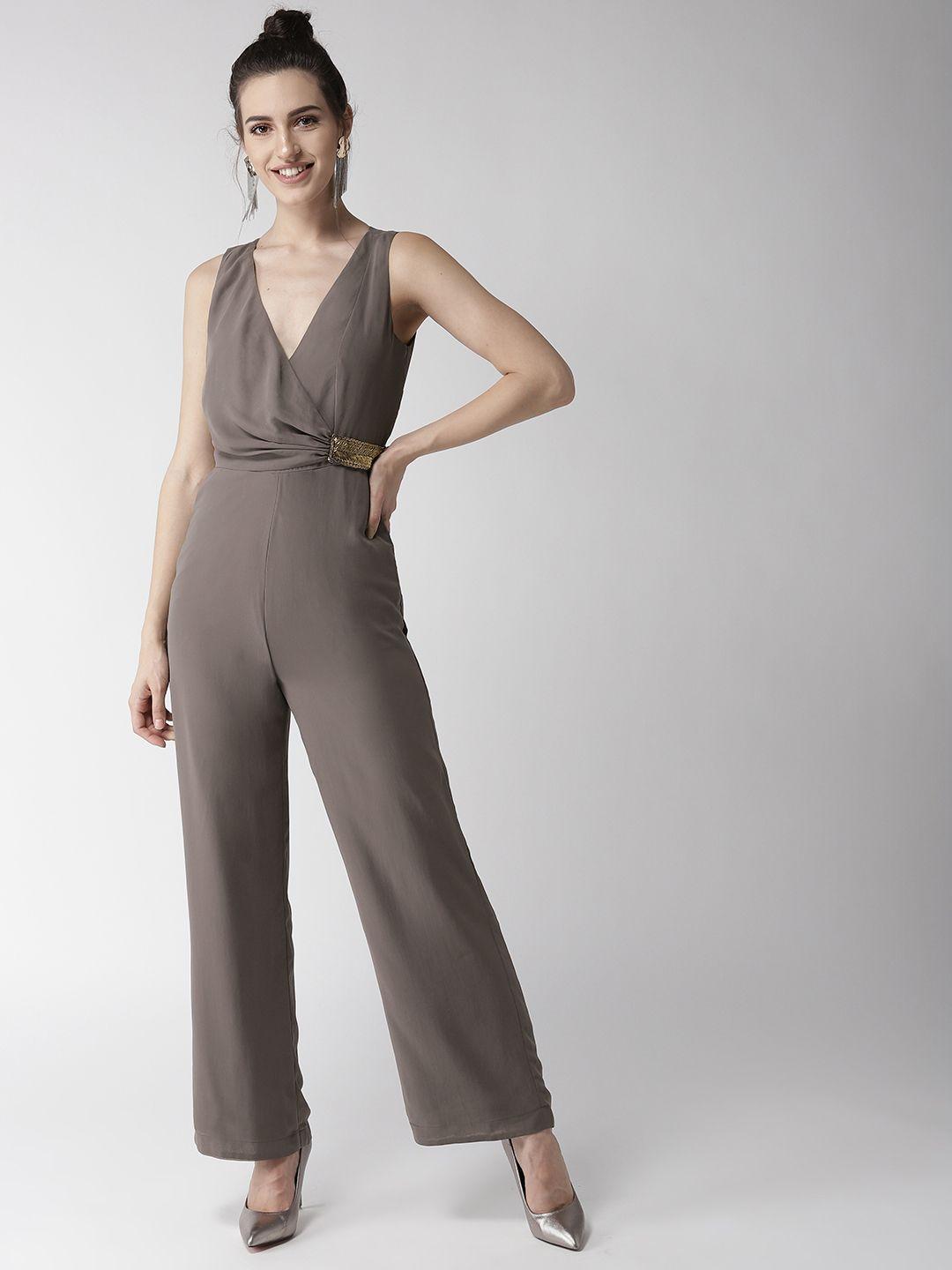 quiero women grey warp detail jumpsuit