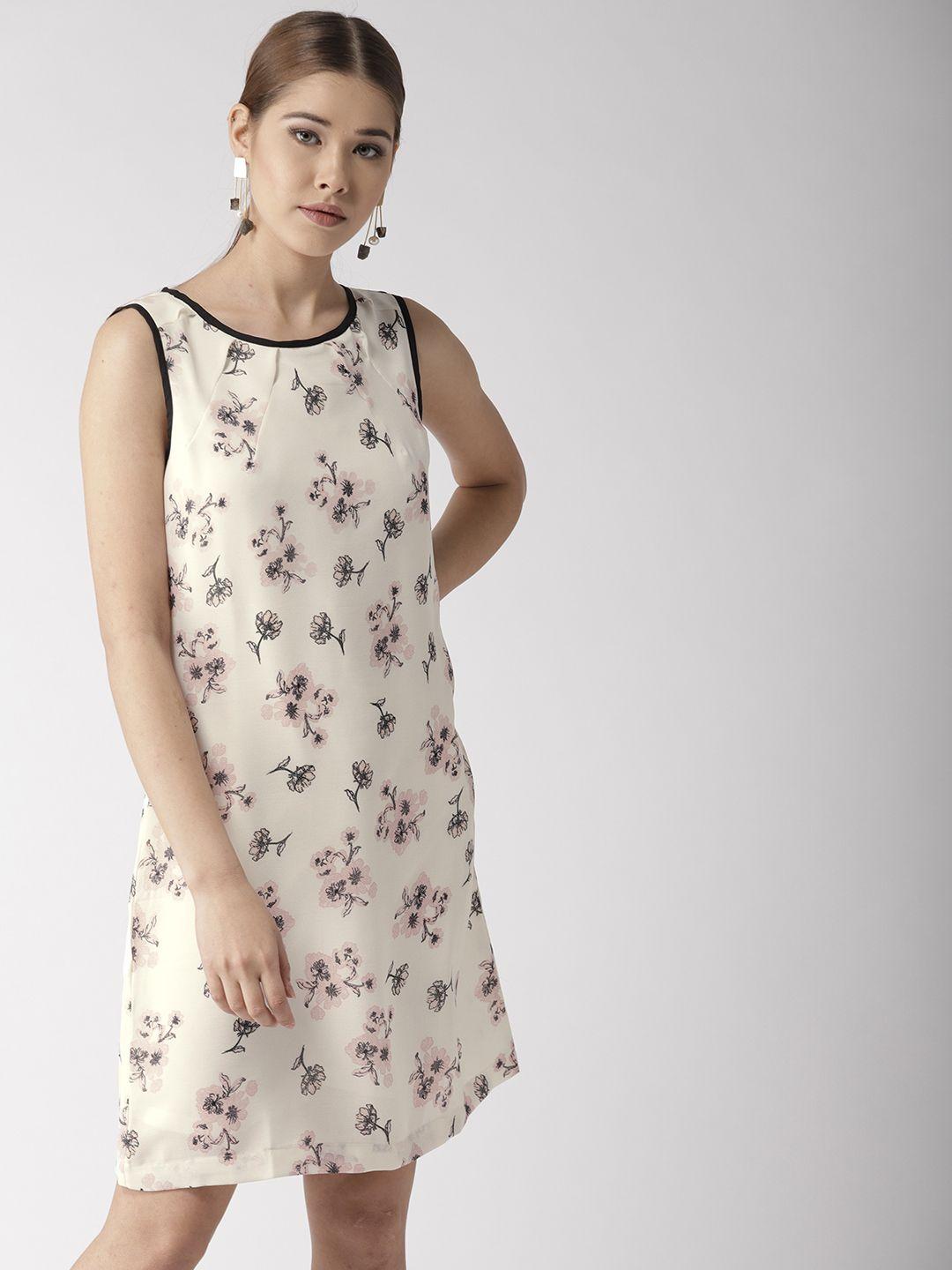 quiero women off-white & pink floral print a-line dress