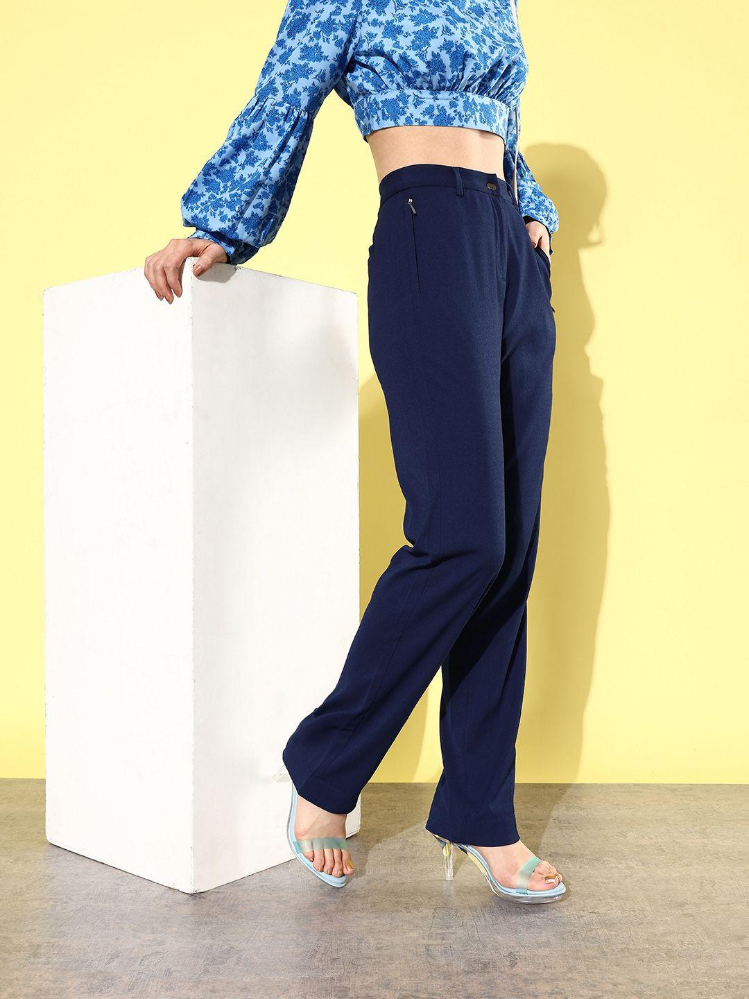 quiero women solid slim fit trousers