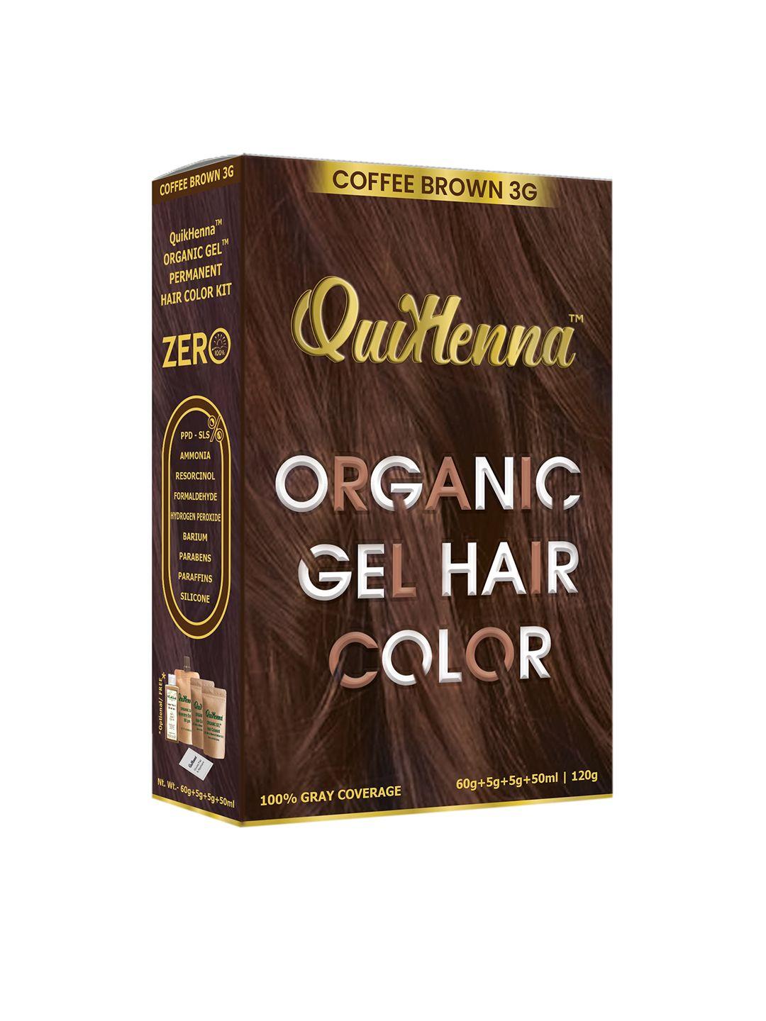 quikhenna coffee brown organic damage-free gel hair color 3g 120 gm