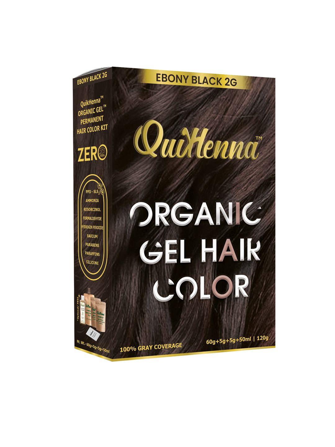quikhenna damage free organic gel hair color 120 g - ebony black 2g