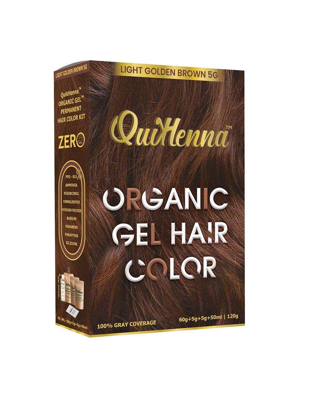quikhenna damage free organic gel hair color 120 g - light golden brown 5g