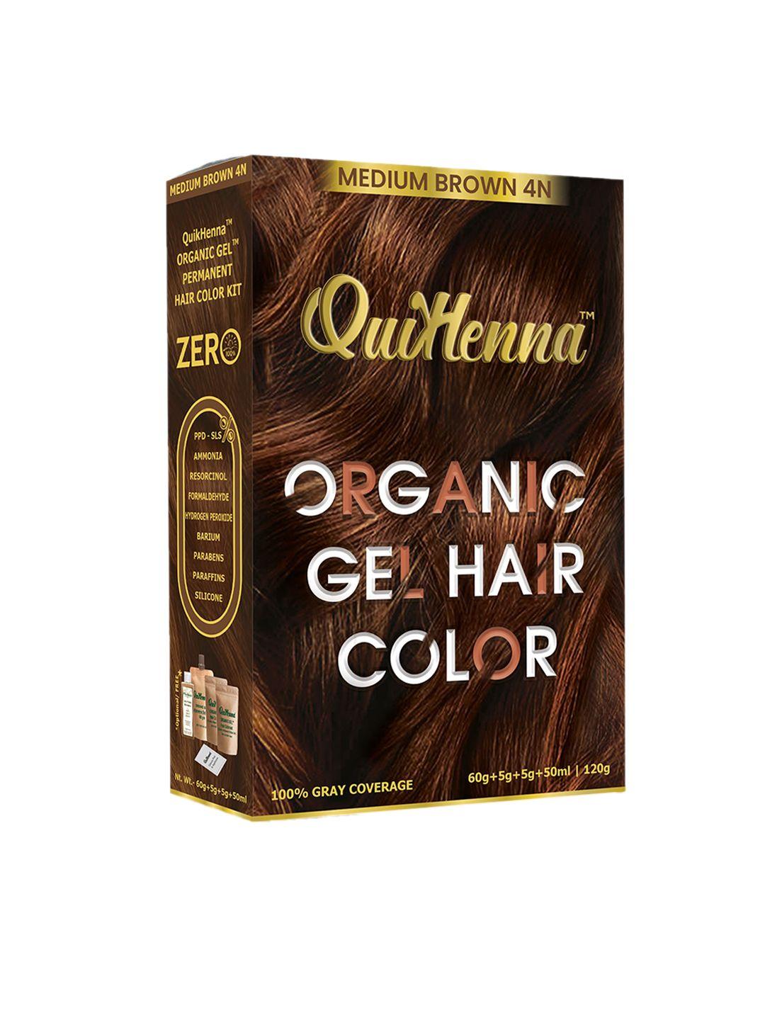 quikhenna damage free organic gel hair color 120 g - medium brown 4 n