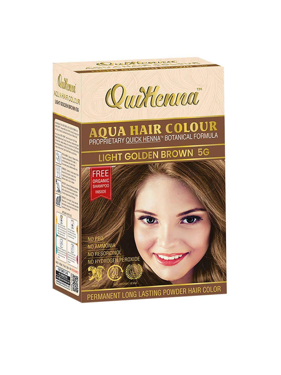 quikhenna no ammonia aqua hair color 110 g - light golden brown 5g