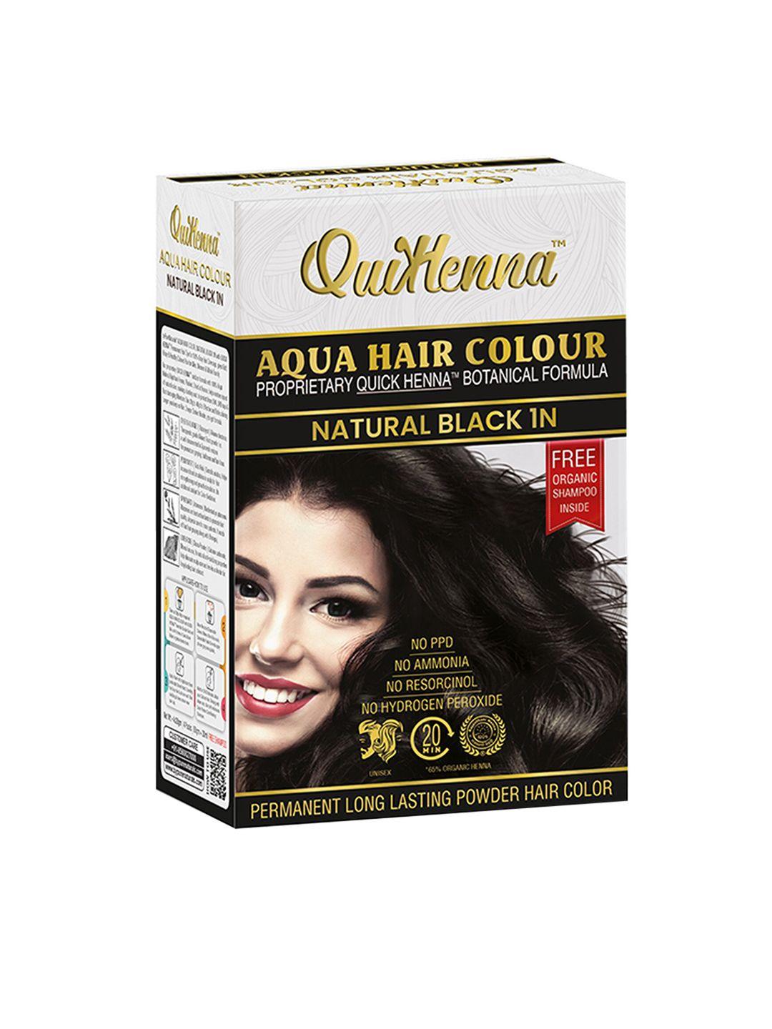 quikhenna no ammonia long-lasting aqua powder hair colour 110g - natural black 1n