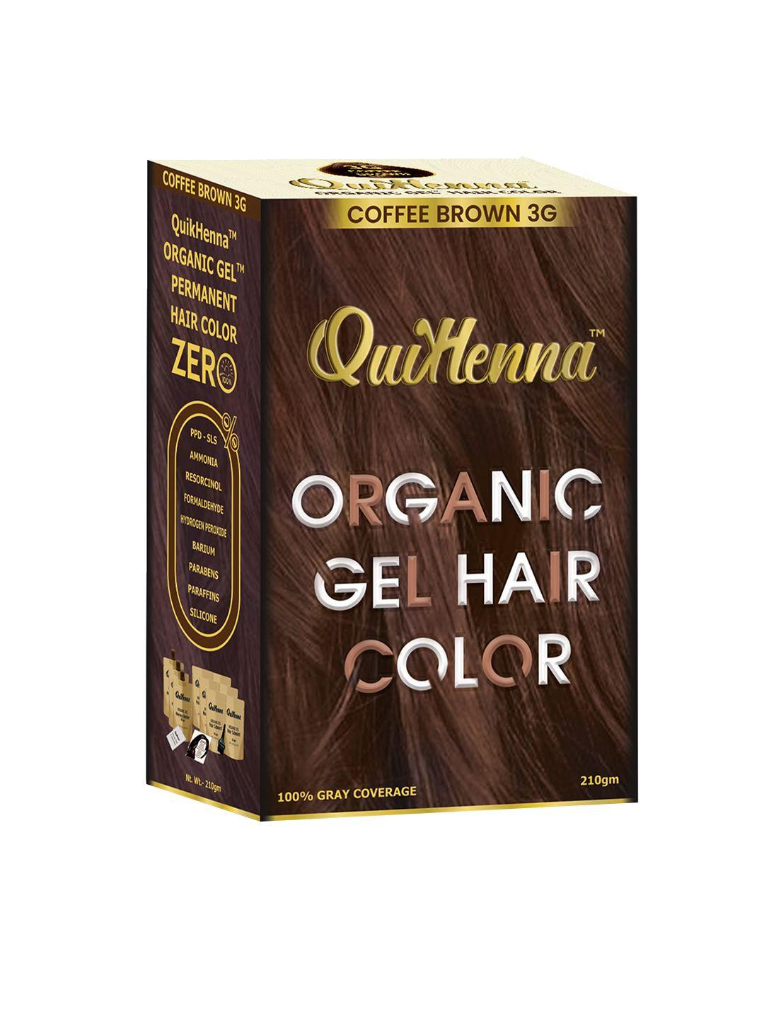 quikhenna organic gel ppd & ammonia free hair colour 210gm - coffee brown 3g