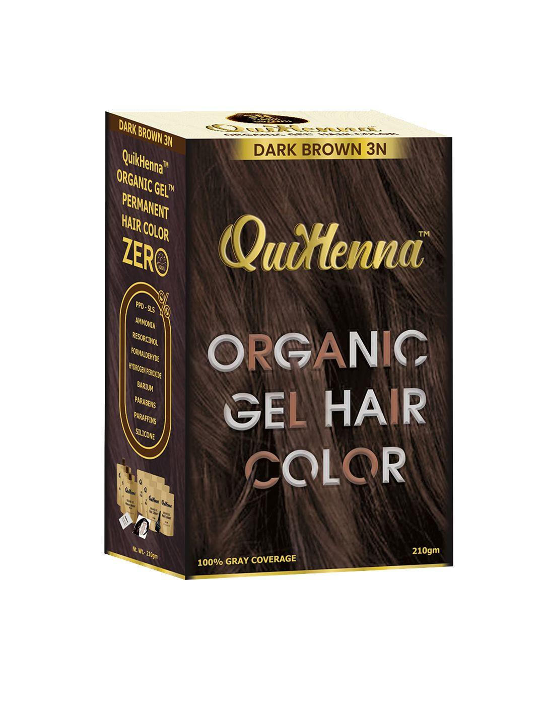 quikhenna organic gel ppd ammonia free hair colour 210gm - dark brown 3n