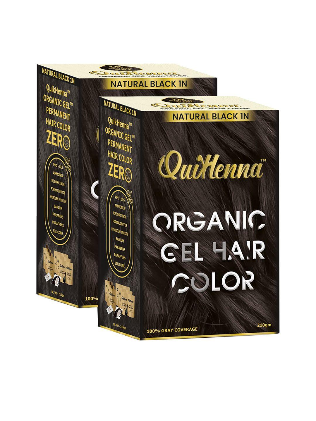 quikhenna organic gel set of 2 ppd & ammonia free hair colour - natural black 1n