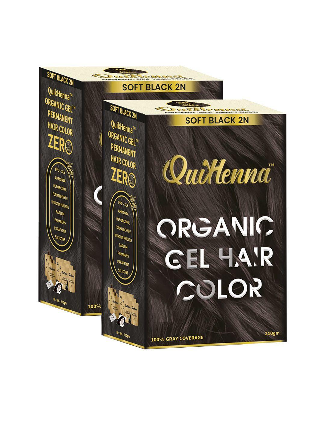 quikhenna set of 2 organic gel ppd & ammonia free hair colour - soft black 2n