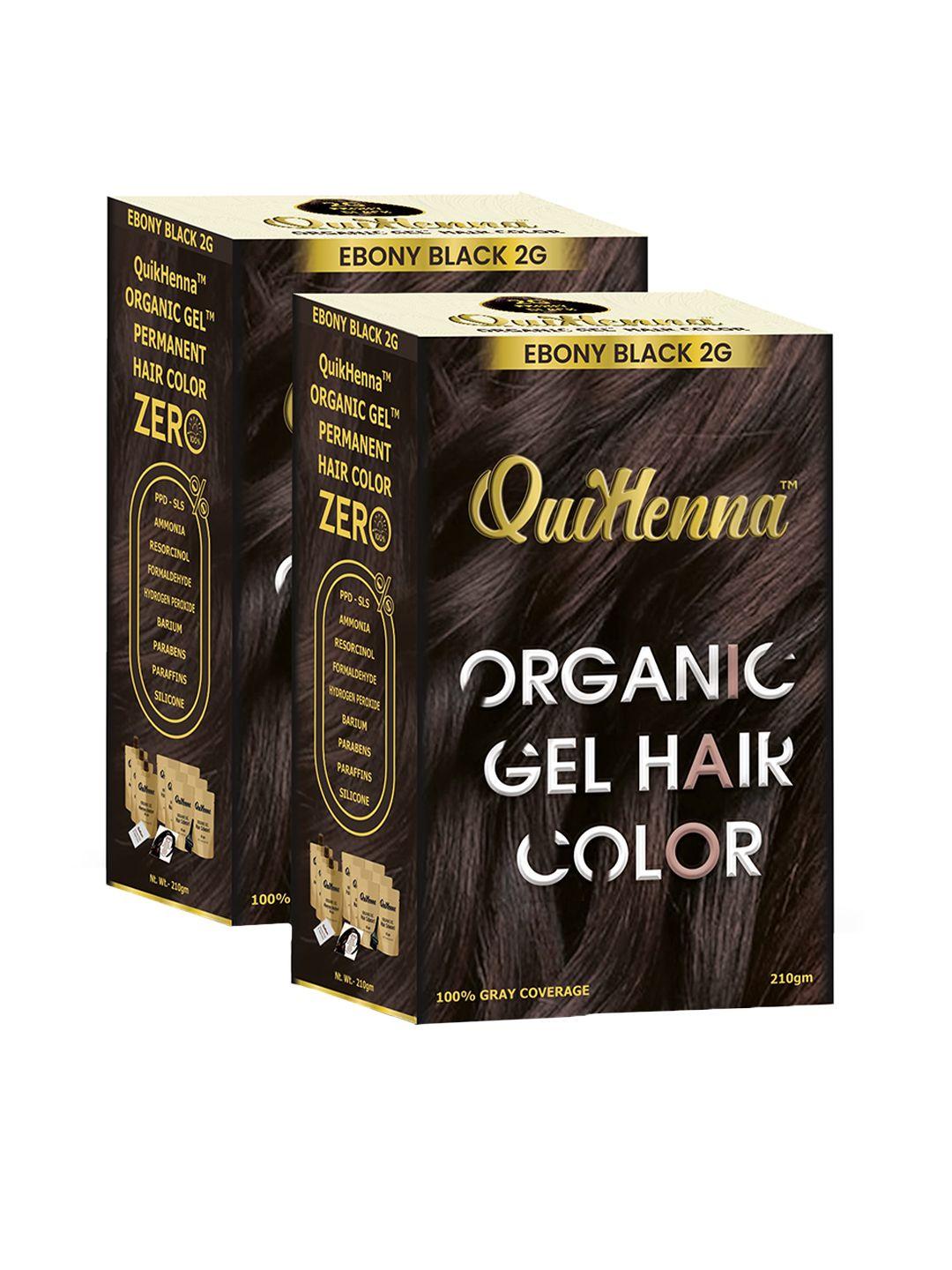 quikhenna set of 2 organic gel ppd ammonia free hair colour - ebony black 2g