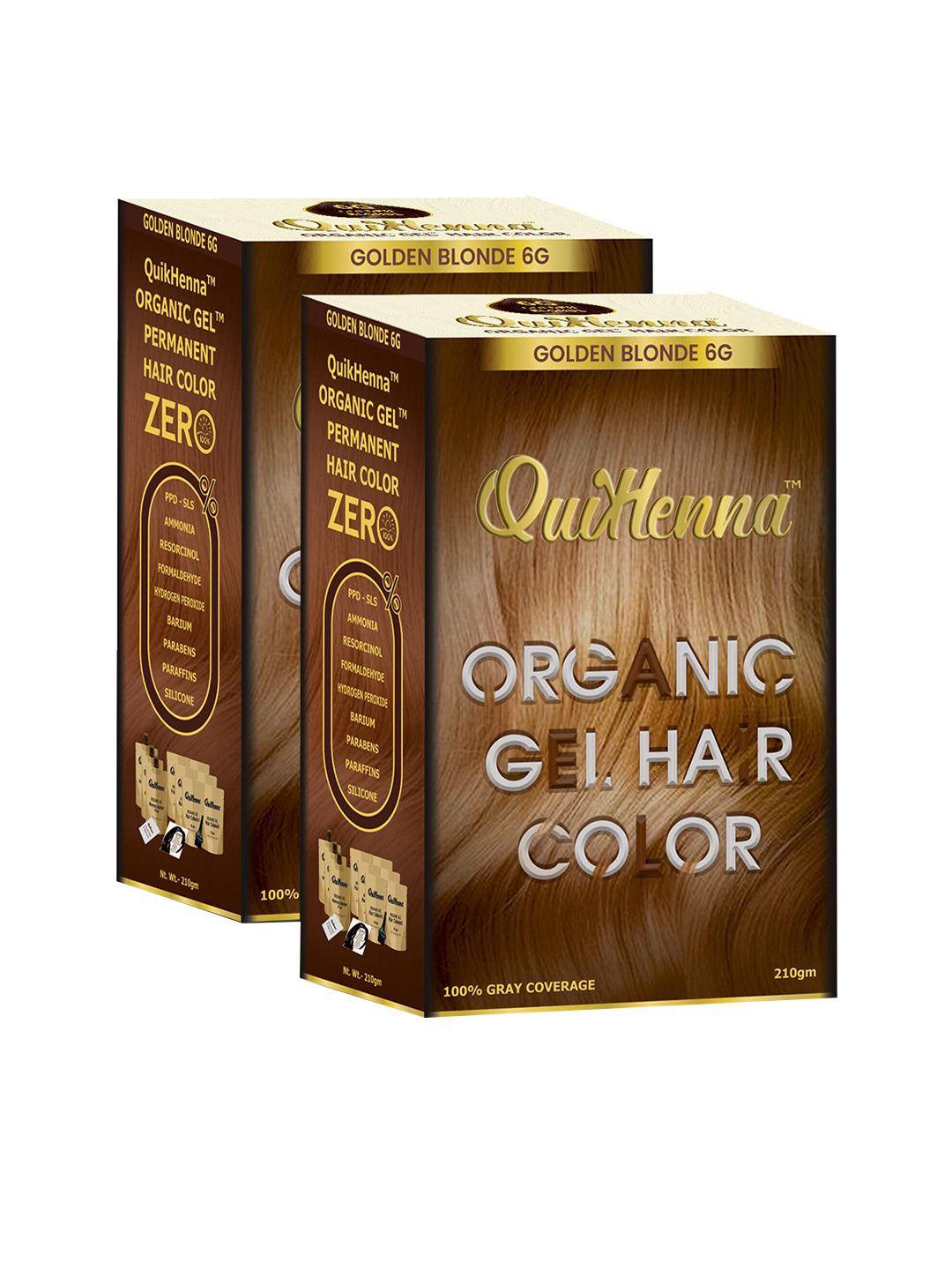 quikhenna set of 2 organic gel ppd ammonia free hair colour 210gm each - golden blonde 6g