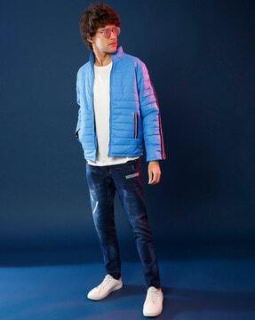 quilted bomber jacket with zip closure